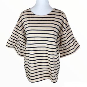 J. Crew Mariner Cloth Stripe Ruffle Sleeve Shirt Womens XL